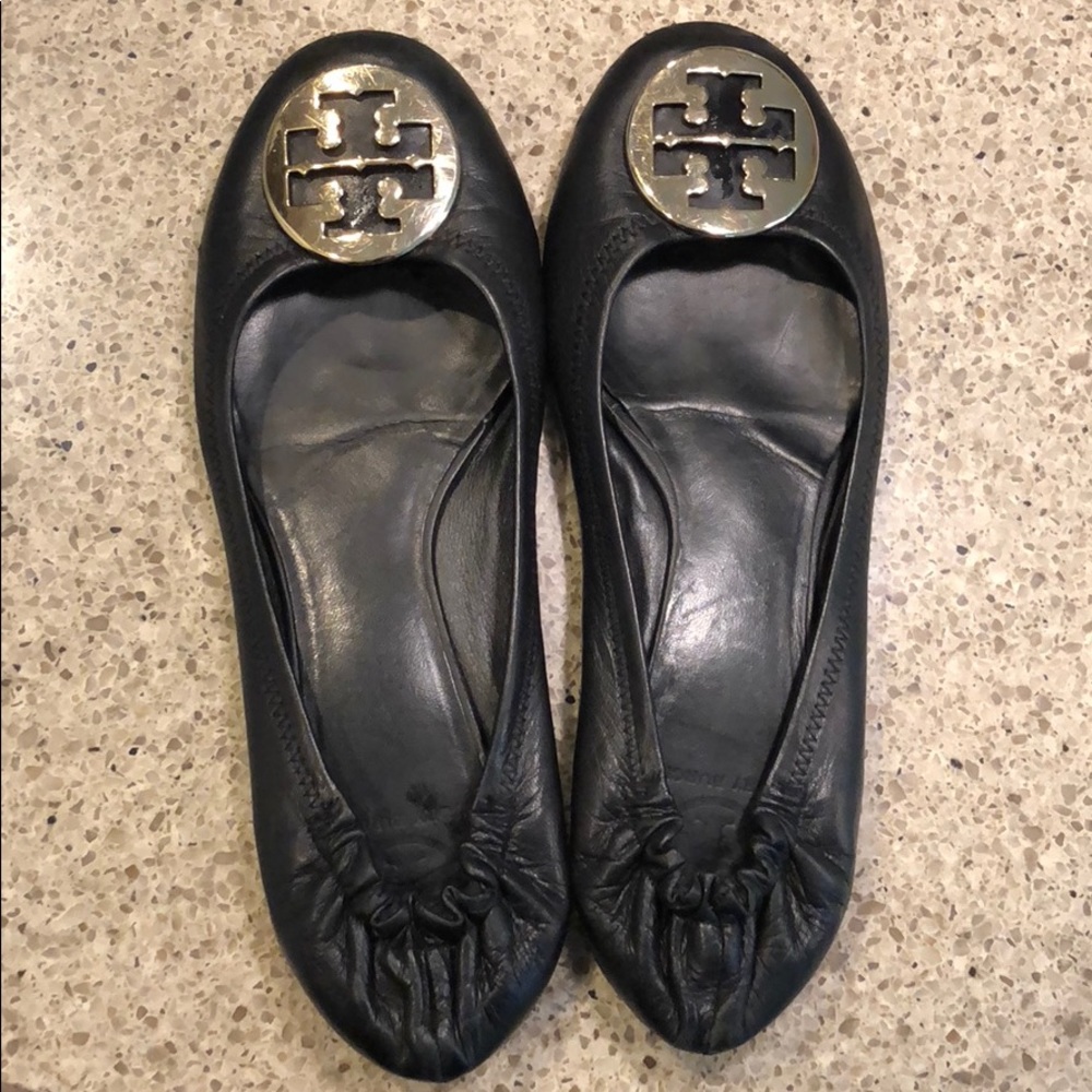Tory Burch Ballet Flats Size 10 Black and Gold